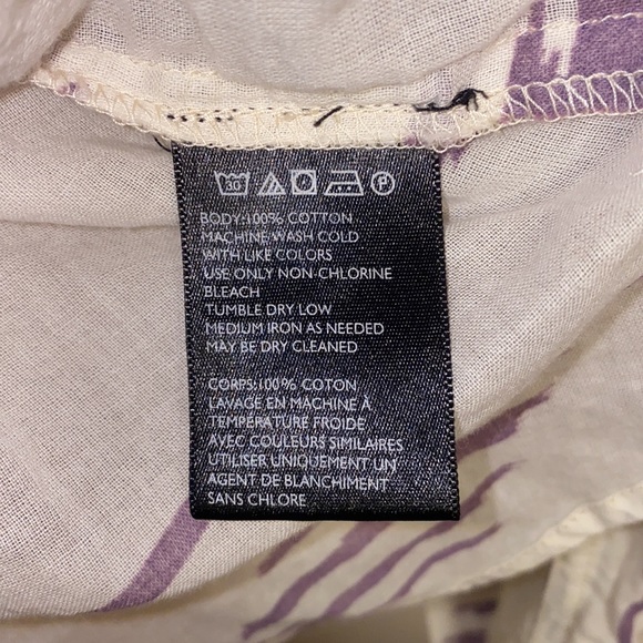 BDG Small Button Up Long Sleeve Shirt Cream Purple - Picture 8 of 8